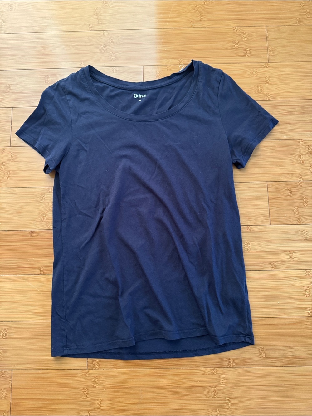 Quince Navy Short Sleeve Scoop Neck Tee